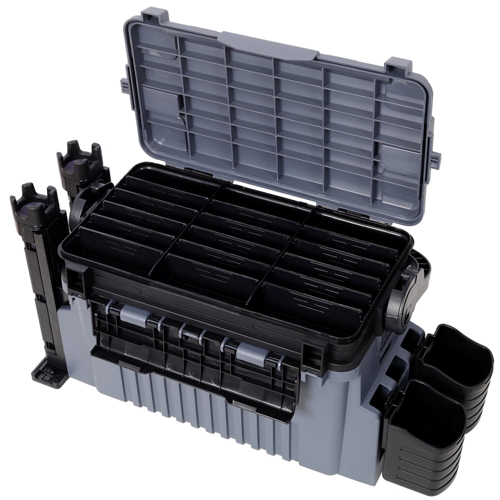Dual-layer Fishing Tackle Box,Tackle Box Organizer Fishing Box Large,With 2pcs Rod Holder,2pcs Cup Holder,1pc Carring Strap