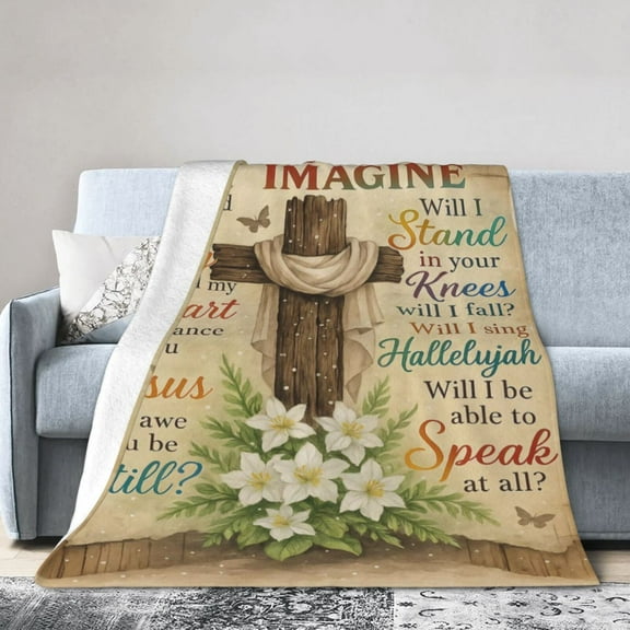 Christian Gifts For Women Men, Jesus Faith Cross God Religious Gifts Flannel Blanket for Adults – Cozy Throw for Sofa Bed or Office Use for All Seasons 50x40