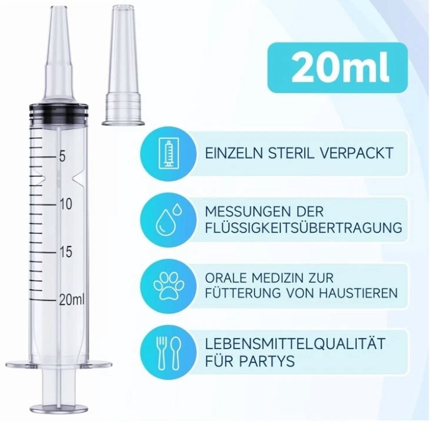 CIRCLE- Plastic Syringes Without Needles 20Ml Syringe 15 Pack Applicator Oil With Cap