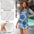 thumbnail image 5 of FKELYI Blue Bohemian Flower Print Women's Swimsuit Cover Ups Round Neck Swimwear Cover-Up Half-Sleeve Beachwear Bikini Beach Dress for Ladies Summer Vacation Swimming, L, 5 of 6