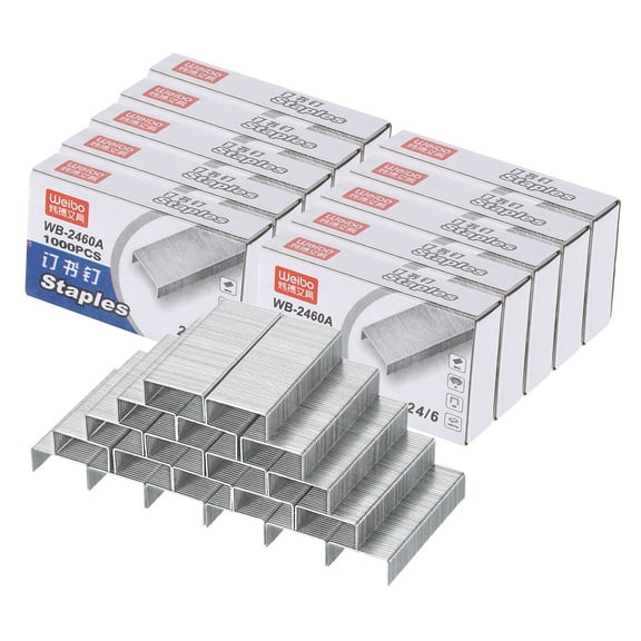 Uxcell 24/6 Standard Staples,10Box 10000pcs 1/4" Leg Length Clinch Chisel Point Staples