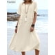 thumbnail image 2 of ZANZEA Casual Lightweight Beach Sundress Vintage Summer Cotton Midi Dress Women 2023 Round Neck Short Sleeve Vestidos HolidayS Gao Jinjia LED, 2 of 2