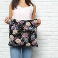 thumbnail image 2 of Country Flowers Pillow Covers 20x20 Inch Decorative Throw Pillow Cover, Botanical Purple Blue Floral Black Sofa Pillowcases Accent Cushion Case Home Decor Bedroom Living Room, 2 of 6
