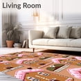 thumbnail image 2 of ODIKA 4'x6' Machine Washable Non-Slip Area Rug, Gingerbread House Village Festive Floor with Sweet Details High Traffic Rug, Brown, 653975, 2 of 7
