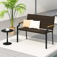 thumbnail image 4 of Costway 1 PCS Patio Wicker Loveseat Chair with Acacia Wood Armrests & Metal Frame for Backyard, 4 of 9