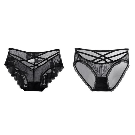 Lojoutye 2 Pack(Black 1PCS & Dark Gray 1PCS) Cotton for Women Combo Multipack Womens Underwear Lace B Bustier Panties High Waisted Plus Size Ladies Brief for Women