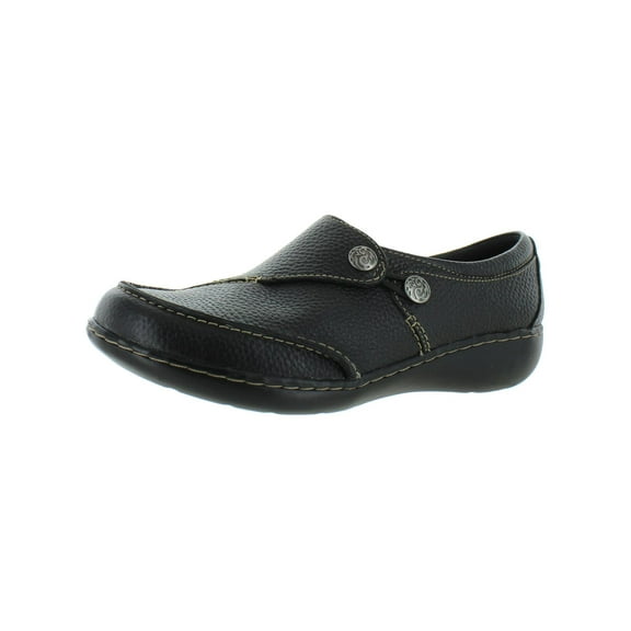 COLLECTION BY CLARKS Womens Black Loop And Button Goring Cushioned Ashland Lane Q Round Toe Wedge Slip On Loafers 9 M