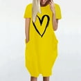 thumbnail image 3 of MRULIC dresses for women 2022 Fashion Women Loose Love Print O-Neck Pockets Casual Short Sleeves Dress Women's Casual Dress Yellow + XL, 3 of 4