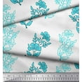 thumbnail image 3 of Soimoi Crepe Silk Fabric Leaves & Floral Block Fabric Prints by Yard 42 Inch Wide, 3 of 4