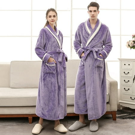

Winter Warm Long Bathrobe Homewear Sleepwear Long Sleeve Robe Coat For Men Women Note Please Buy One Or Two Sizes Larger