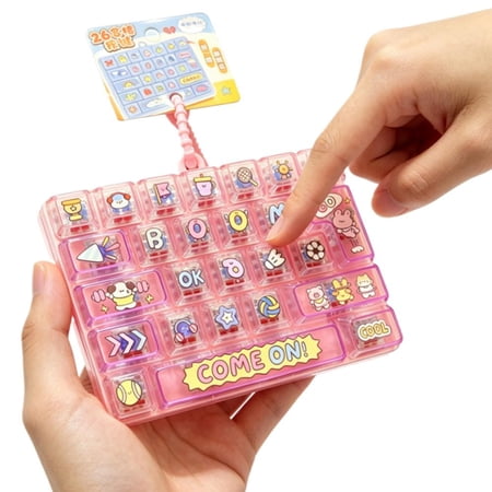 26-Key Mechanical Keyboard Clicker Fidget Toy with Lanyard, Portable Sensory Button Pad Stress Relief Tactile Toy for Office Study Travel