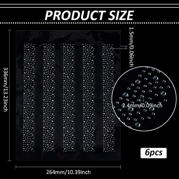 6 Sheet Glitter Hotfix Rhinestone Iron on Transfers - 30 PCS Rhinestone Decals - 2mm & 4mm Flat Round Rhinestones - DIY Decoration