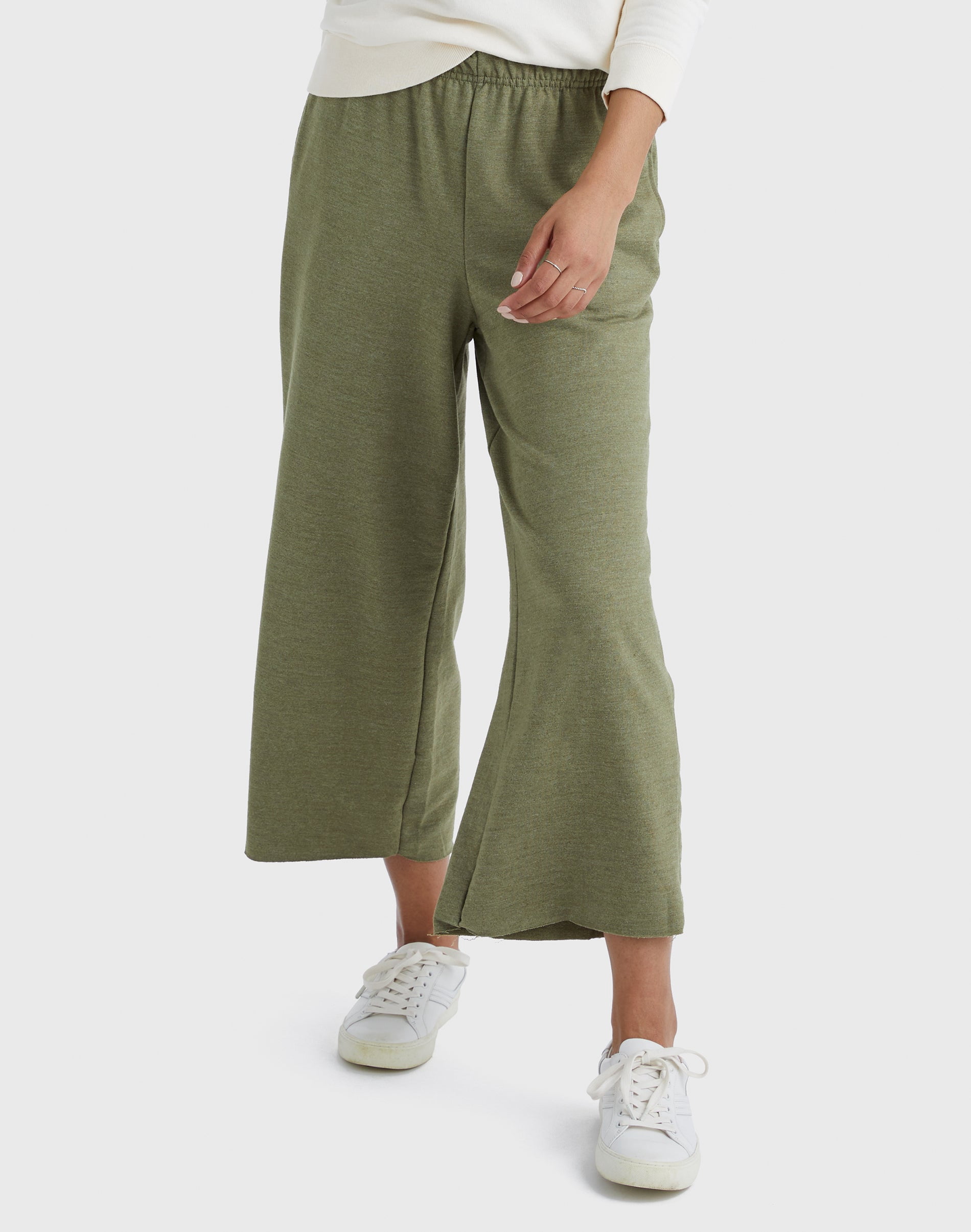 Hanes Originals Women's French Terry Wide Leg Crop Pants