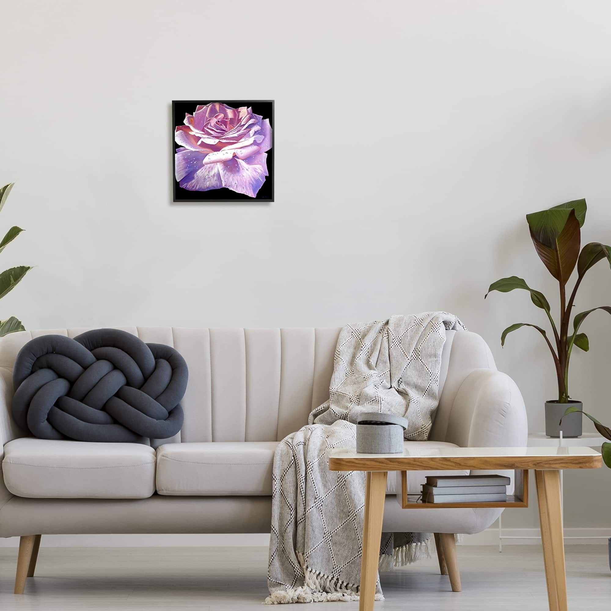 Stupell Industries Lush Pink Rose Petals Flower Water Droplets Painting Black Framed Art Print Wall Art, Design by Alan Weston