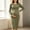 Army Green, variant on Womens Maternity Ribbed Midi Dress, Long Sleeve Crewneck Stretchy Bodycon Elegant Pregnancy Dress for Baby Shower Daily Wear Brown Size L