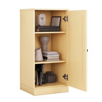 Palace Imports 100% Solid Wood 3-shelf Bookcase with Adjustable Shelves and Solid Door, Yellow