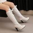 thumbnail image 4 of White Women'S Long Boots With High Heel And Knee Boots Design For Casual Winter Wear Pu Leather Comfort Fit, 4 of 9