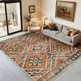 thumbnail image 3 of NewBuros 5'x7' Area Rugs for Living Room, Non-Slip Machine Washable Rugs, Soft Stain Resistant Low Pile Vintage Distressed Print Western Indoor Carpet, Orange, 3 of 12