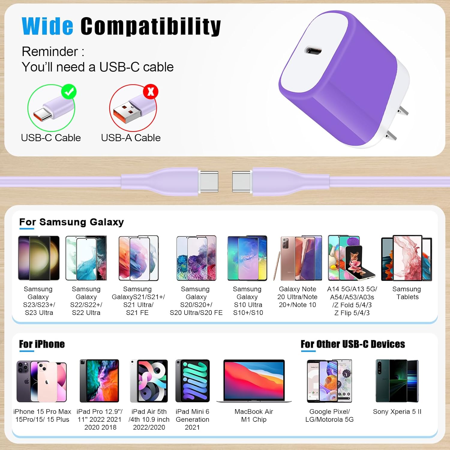 NeoMart Type C Phone Fast Charger for Samsung Galaxy Z Flip7 FE 7 6 5 4 3 Z Fold7 6 5 4 A16 5G A15 A35 A25 A55 A56 S25 Ultra S24 S23 S22 S21,9a,9 Pro XL Fold,9,8,Wall Charger Cube USB C Cable 6FT