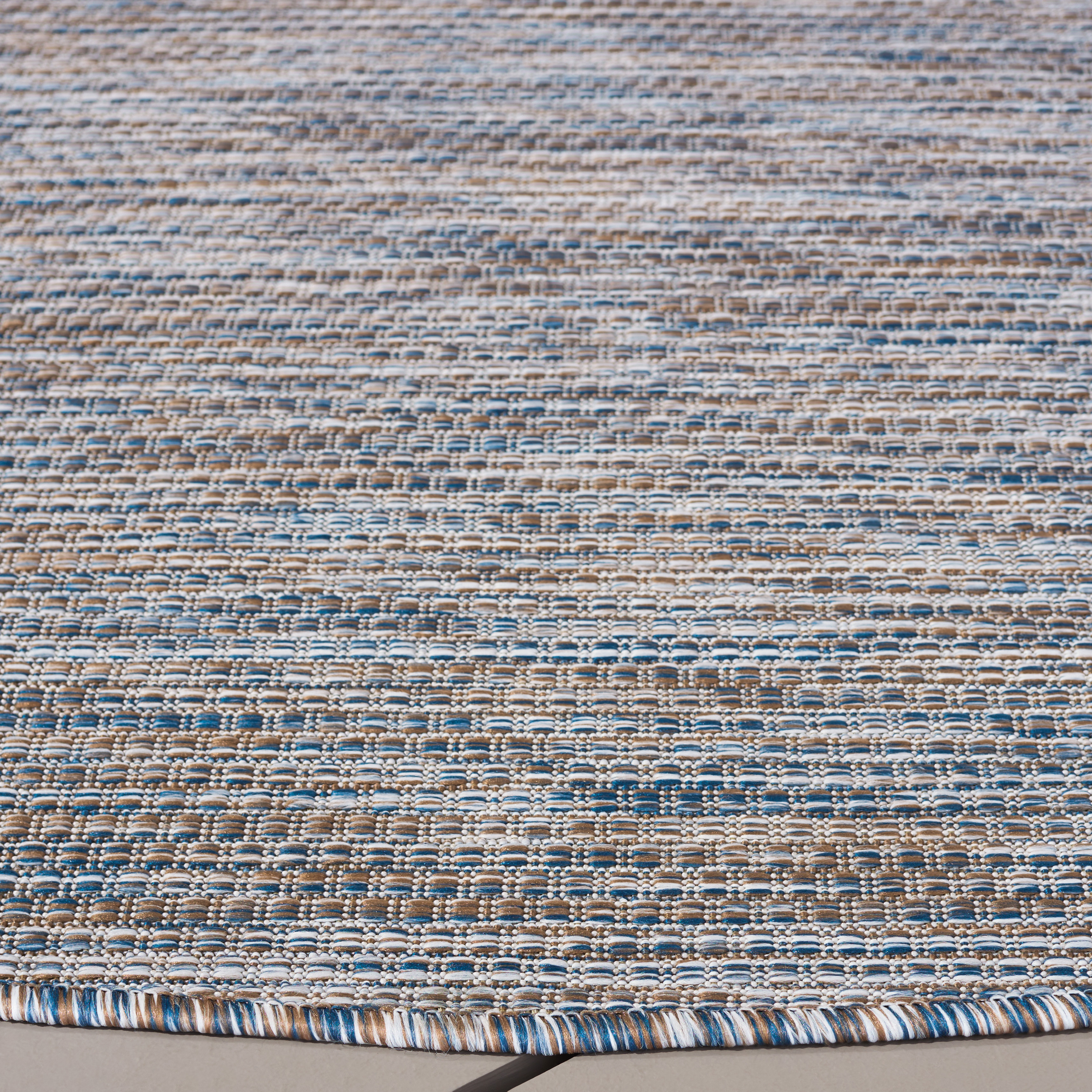 Safavieh Courtyard Emmeline Abstract Indoor/Outdoor Area Rug, Ivory Blue/Beige, 6'7" x 6'7" Round