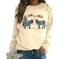 thumbnail image 7 of Sweatshirts for Women Winter Christmas Donkey Graphic Print Pullover Tops Regular Long Sleeve Crew Neck Casual Cozy Soft Loose Fall Womens Sweatshirts ZD Light Yellow M, 7 of 7
