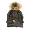 thumbnail image 3 of Wrapables® Cable Knit Faux Fur Pom Pom Beanie, Adult Charcoal Gray, 3 of 3
