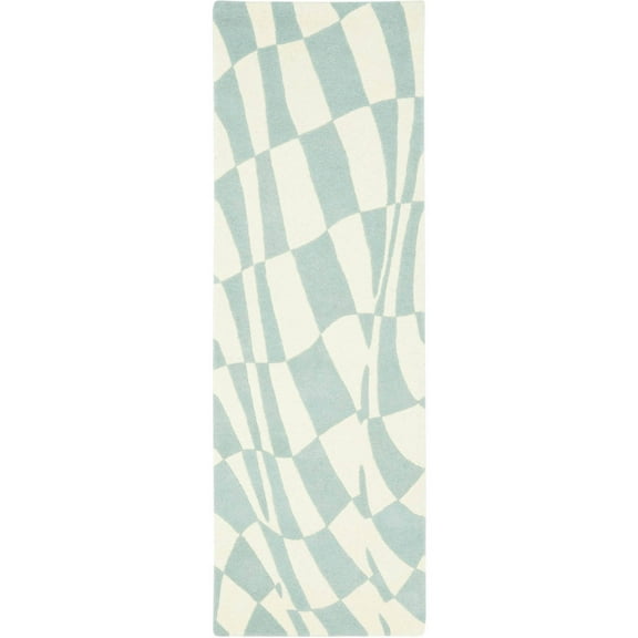 SAFAVIEH Soho Samantha Abstract Wool Runner Rug, Blue/Ivory, 2'6" x 8'