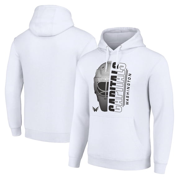 Men's Starter White Washington Capitals Half Helmet Fleece Pullover Hoodie