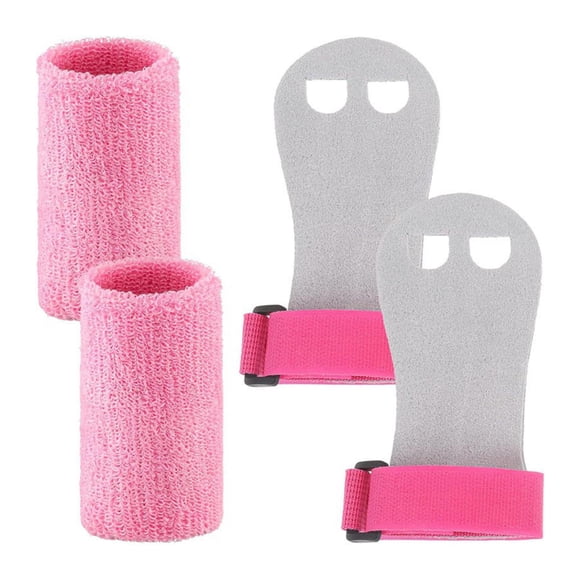 Siruishop Kids Gymnastics Grips Wristbands Sets Gymnastics Hand Grips for Fitness Kids Pink
