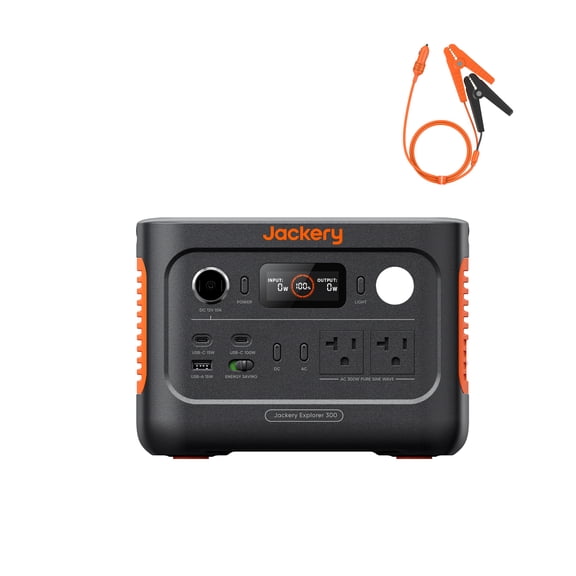 Jackery Explorer 300v2 Auto Kit 300W Continuous/600W Peak Portable Power Station with 12V Battery Charging Cable