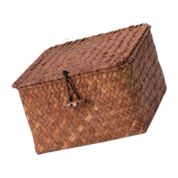 lixuesong Handcrafted Grass Storage Box with Lid Snacks Container Practical Decorative Home Storage With Cover