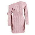 thumbnail image 5 of Ediodpoh Sweater Dress for Women Mid Length off The Shoulder Waist for Autumn Winter Fashion Pink M, 5 of 6