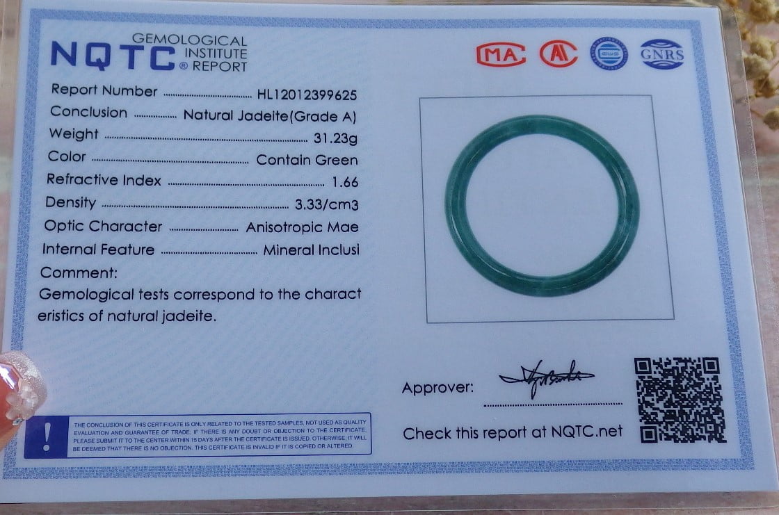 Icy Green Natural A JADE Jadeite Circle Bangle Bracelet 54 mm 682116 TN