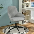 thumbnail image 3 of Gymax Chaise de Bureau d'Appoint en Lin, Chaise de Travail Pivotante à Roulettes Réglable avec Accoudoirs, 3 of 9