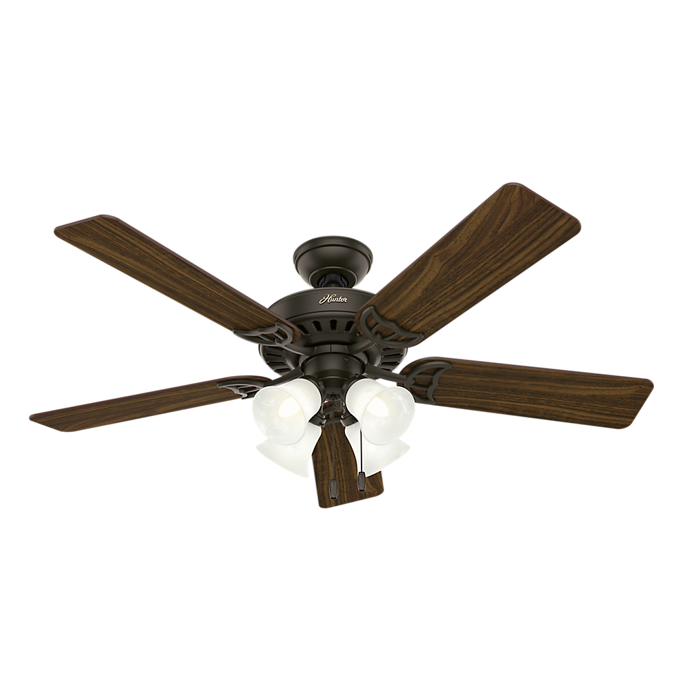 Hunter 52" Traditional Matte Black Ceiling Fan With Pull Chain – 5 Blades – Certified Refurbished CC5C32C43