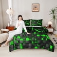 thumbnail image 4 of Castle Fairy Boys Futuristic Cubes Full Size Comforter Sets,Gradient Plaid Bedding Sets, 4 of 8