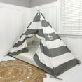thumbnail image 3 of Play Tent Canopy Bed in Grey and White Stripe WITH Doors, 3 of 12