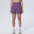 thumbnail image 3 of Ice Feel Breathable Friendly Tight High Waist Yoga Shorts For Running Workout Fitness Compression Wicking Seamless Lightweight Summer Stretch, S, Purple, 3 of 8