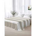 thumbnail image 5 of Beige Stripes California King Size Flat Sheet, Wrinkleproof & Fadeproof Cooling Flat Bed Sheet Only, Simple Beige White Texture Breathable Soft Bedding Top Sheets 108 x 98 Inches, 5 of 8