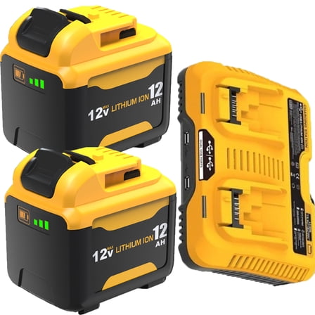 2PACK 12.0Ah 12V Battery Replacement for Dewalt 12V Battery and Charger Kit Compatible with Dewalt 12 Volt Max DCB120 DCB122 DCB124 DCB125 DCB126 DCB127