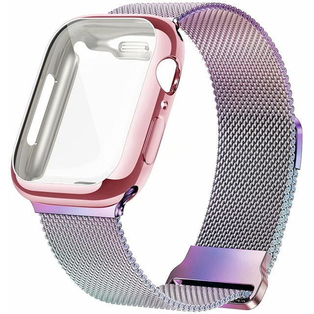 Metal Magnetic Bands Compatible for Apple Watch Band 42mm with Case, Stainless Steel Milanese Mesh Loop Replacement Strap Compatible with iWatch Series SE 6/5/4/3/2/1(Colorful,42MM)