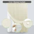 thumbnail image 5 of Inhousolu No Hook Snap-In Shower Curtain with Fabric Liner, Waffle Weave 230GSM Water Repellent Weighted Hem & Mesh Top Window, 72x72 inch, Ivory, 5 of 8