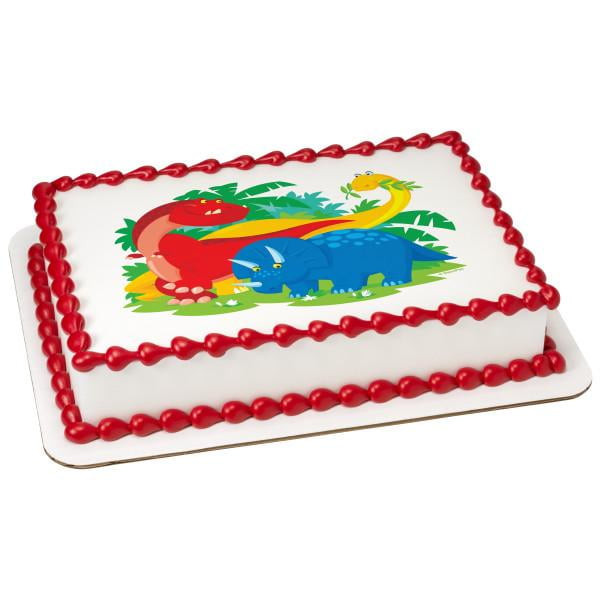 1 7 Inch Edible Image Cake & Cupcake Toppers Frosting Sheet & Wafer Dinosaurs