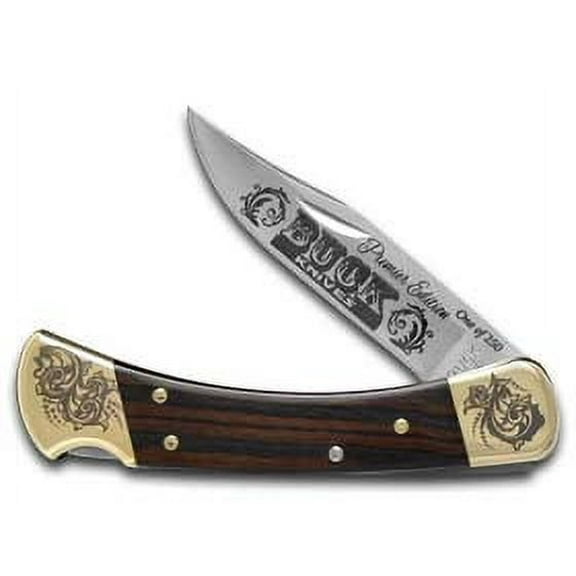 Buck 110 Premier Edition Ebony Wood Folding Hunter 1/250 Stainless Custom Pocket Knife