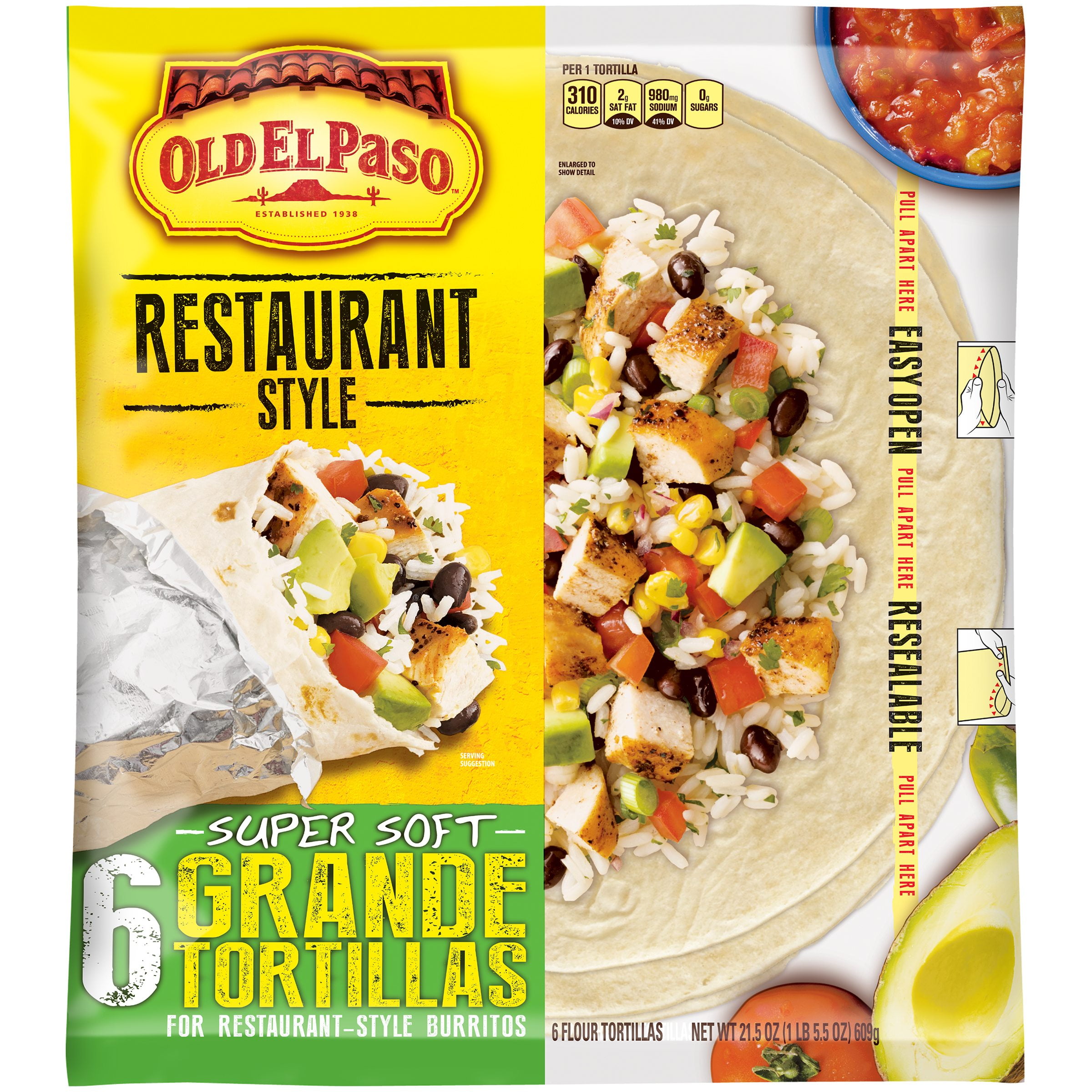 Old El Paso Restaurante Grande Flour Tortillas, 6 ct by General Mills Sales, Inc.
