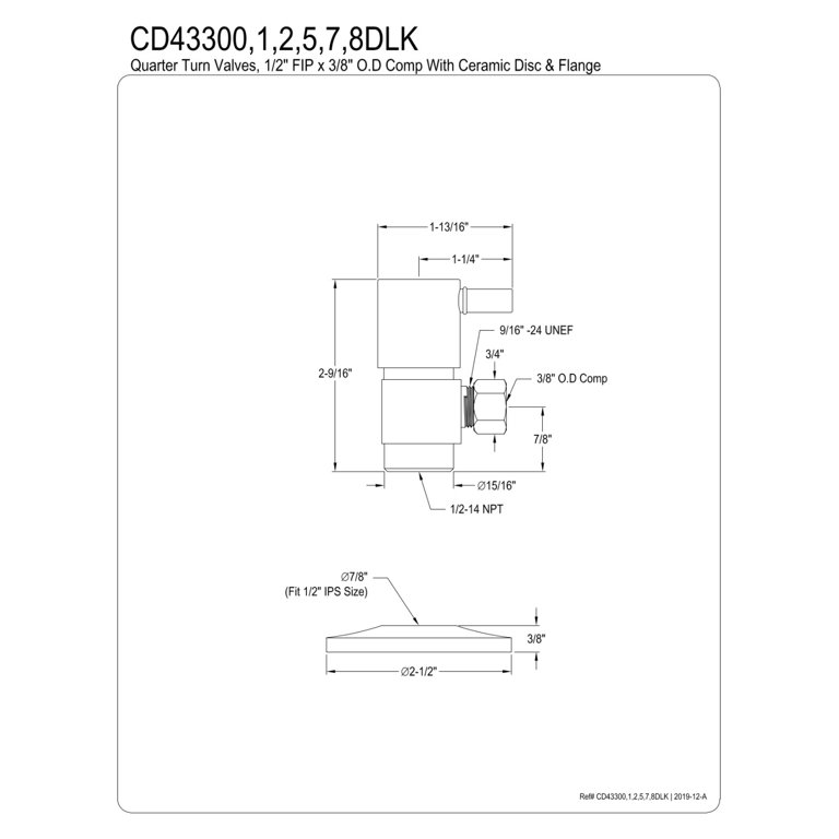 Kingston Brass CD43308DLK 1/2