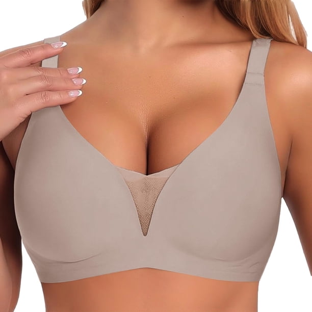 Brasieres de Mujer Sujetador Push up sin Costuras, Suave, con Escote En V Profundo y Fino para Mujer, Talla Grande, sin Aros Mediana