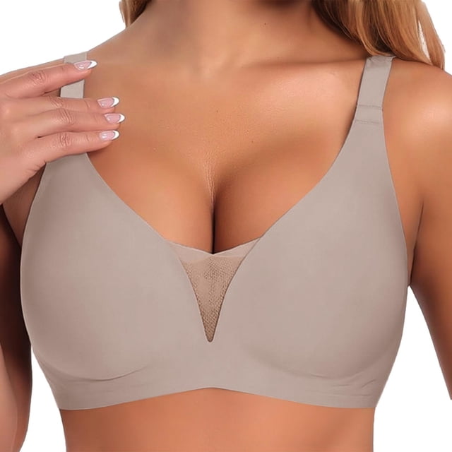 Brasier sin Varillas Mujer Sujetador Push up sin Costuras, Suave, con Escote En V Profundo y Fino para Mujer, Talla Grande, sin Aros Extra Grande