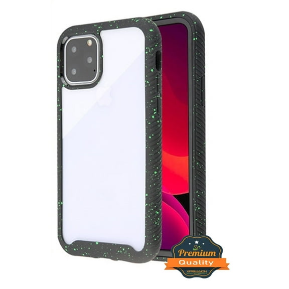 Apple iPhone 11 PRO Phone Case Hybrid Cover with [Rigid Panel] [TPU Cushion] Enhanced Hand-Grip TPU Cushion Frame   Transparent Clear Shock-Absorbing Armor Rubber Bumper BLACK Cover for iPhone 11 Pro