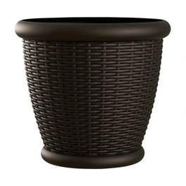 Suncast Sonora 15.75 in. H X 18 in. W Resin Planter Brown